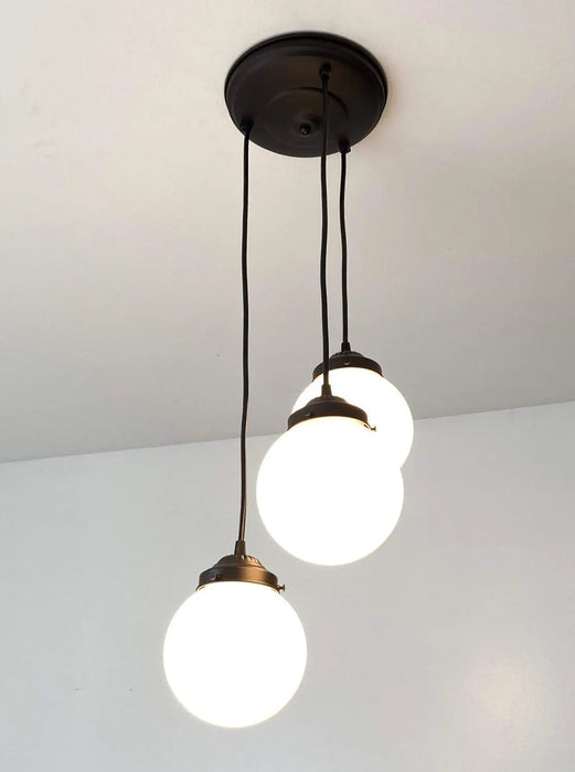 Milk Glass Chandelier Pendant Trio