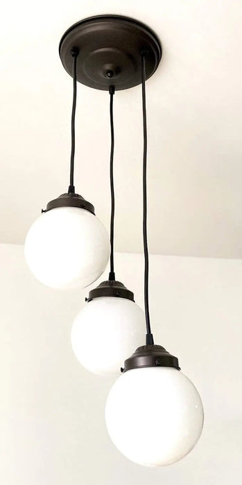 Milk Glass Chandelier Pendant Trio