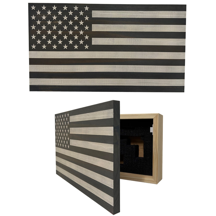 American Flag Secure Wall-Mounted Gun Cabinet (Gray & White)