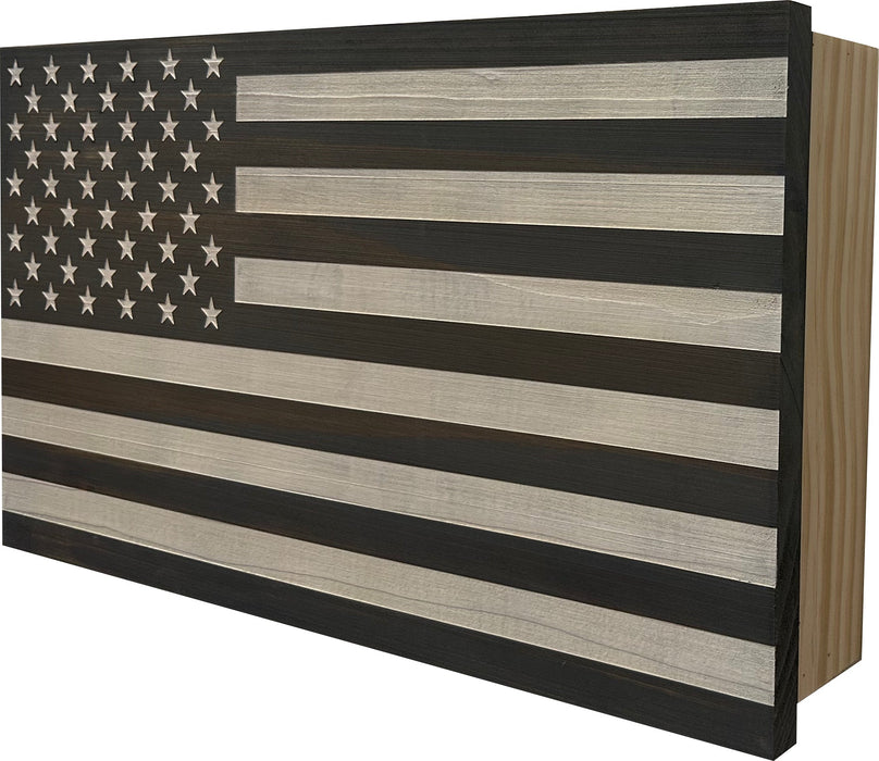 American Flag Secure Wall-Mounted Gun Cabinet (Gray & White)