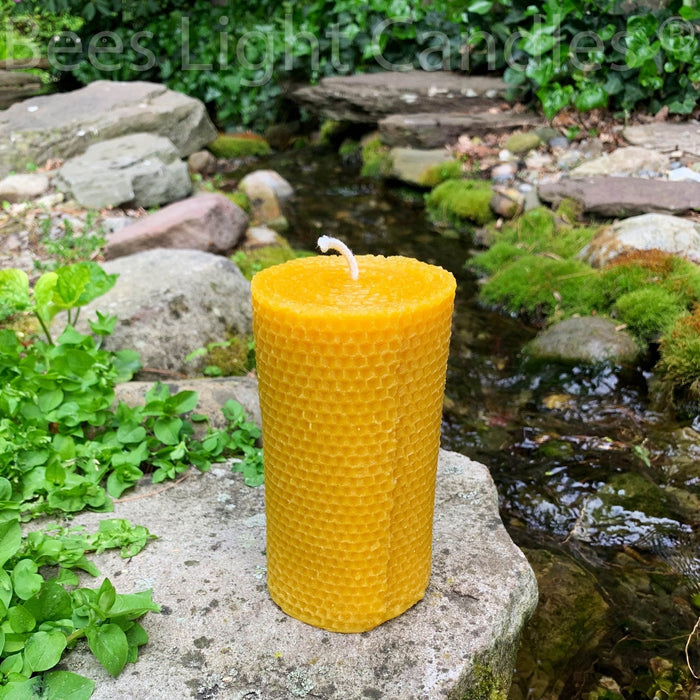 Large Honeycomb Beeswax Pillar Candle