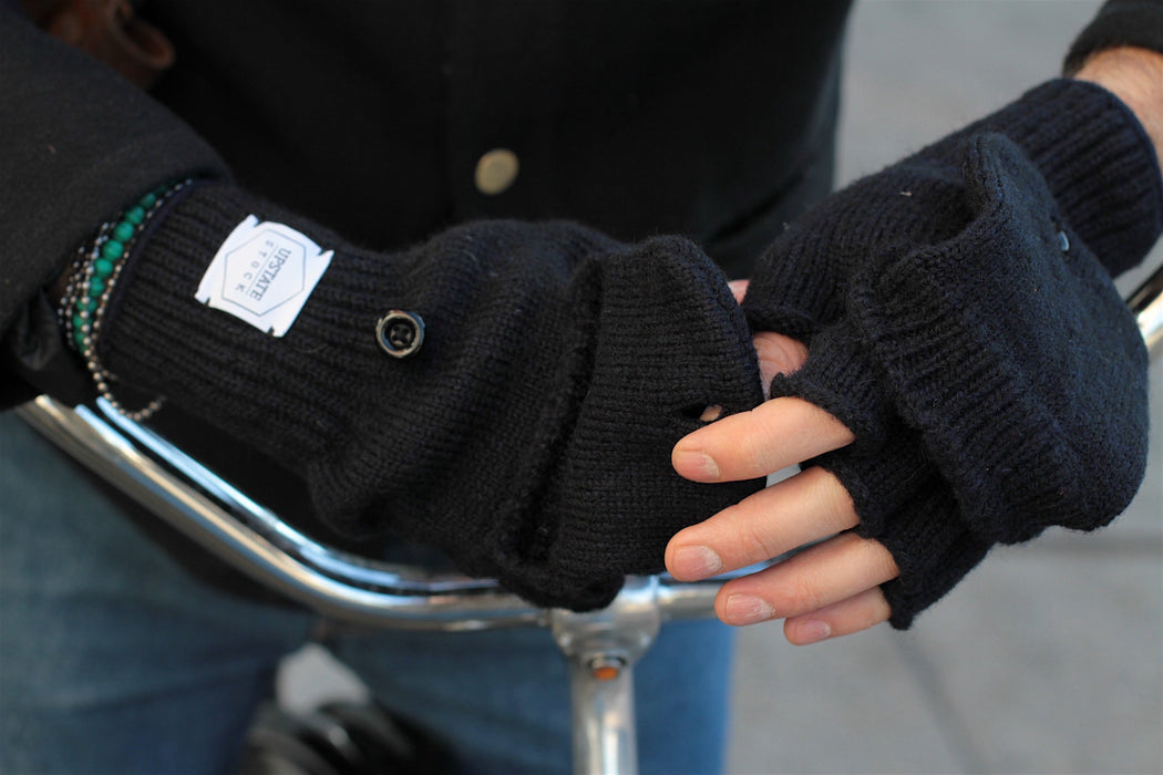 Denim Melange Convertible Fingerless Glomitt
