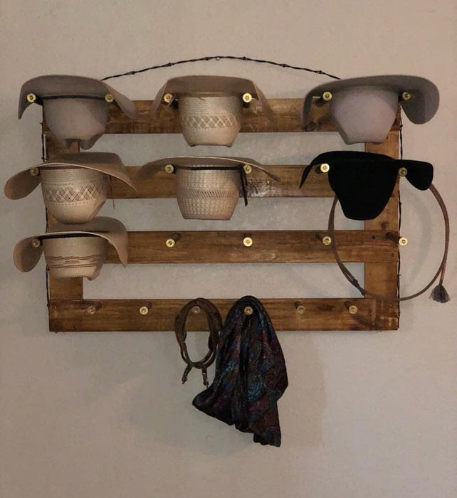 Handcrafted 9-Cowboy Hat Rack Organizer