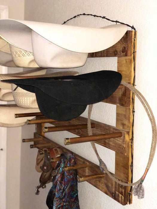 Handcrafted 9-Cowboy Hat Rack Organizer