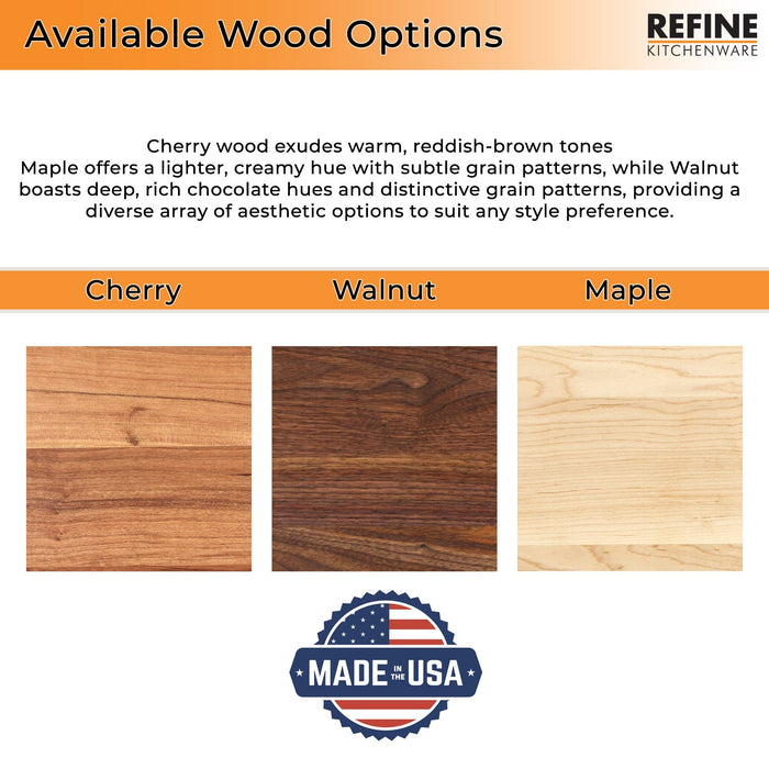 Large Cherry Wood Cutting Board With Juice Groove and Handles 18 x 12 Inches