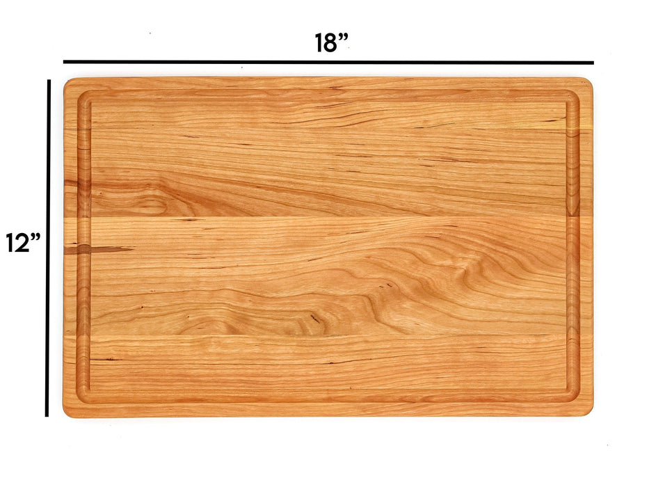 Large 18" x 12" Cherry Wood Cutting Board w/ Juice Groove