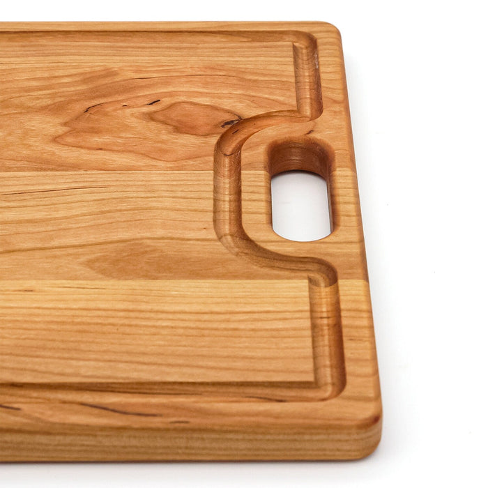 Large Cherry Wood Cutting Board With Juice Groove and Handles 18 x 12 Inches