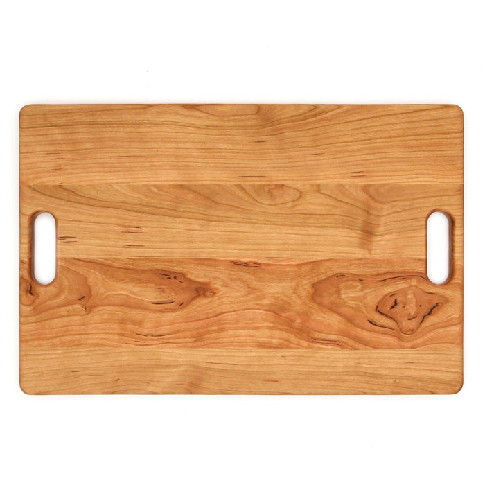 Large Cherry Wood Cutting Board With Juice Groove and Handles 18 x 12 Inches
