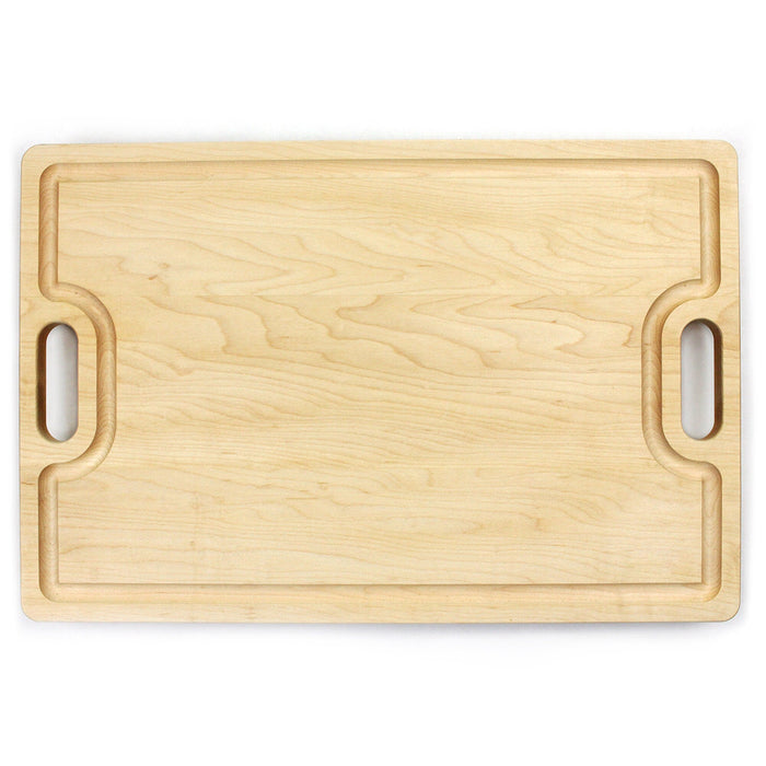 Large Cherry Wood Cutting Board With Juice Groove and Handles 18 x 12 Inches