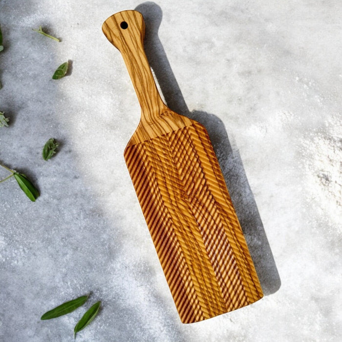 Olive Wood Gnocchi Board – Chevron Pattern