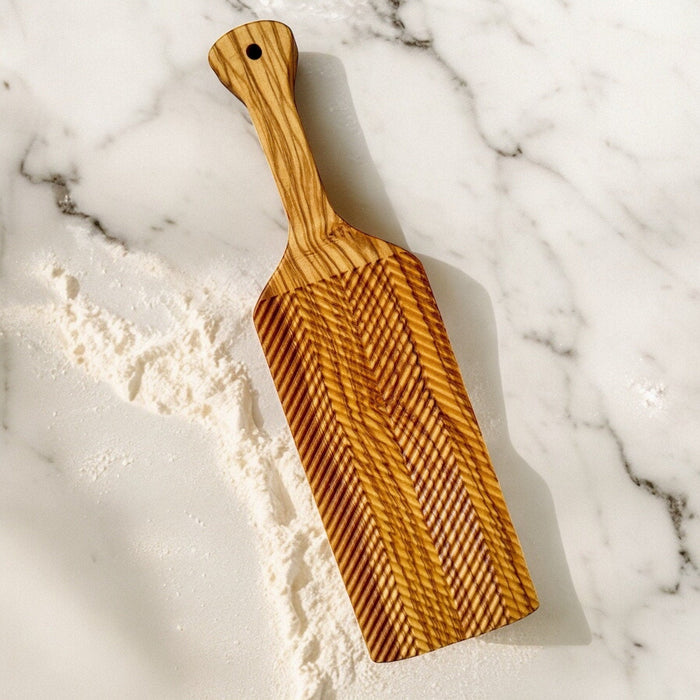 Olive Wood Gnocchi Board – Chevron Pattern