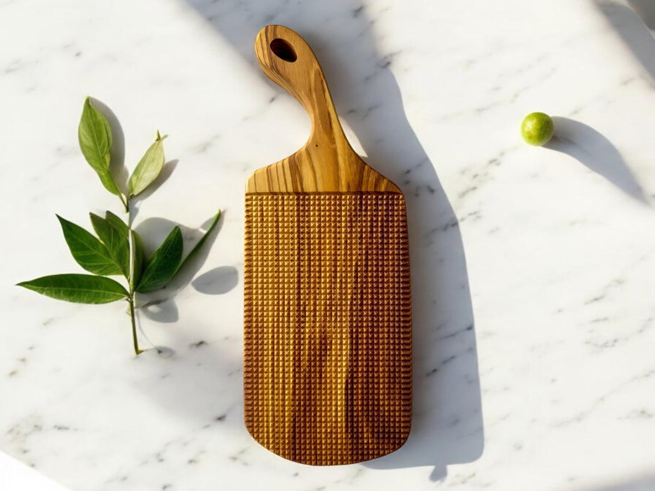 Olive Wood Gnocchi Board – Square Pattern