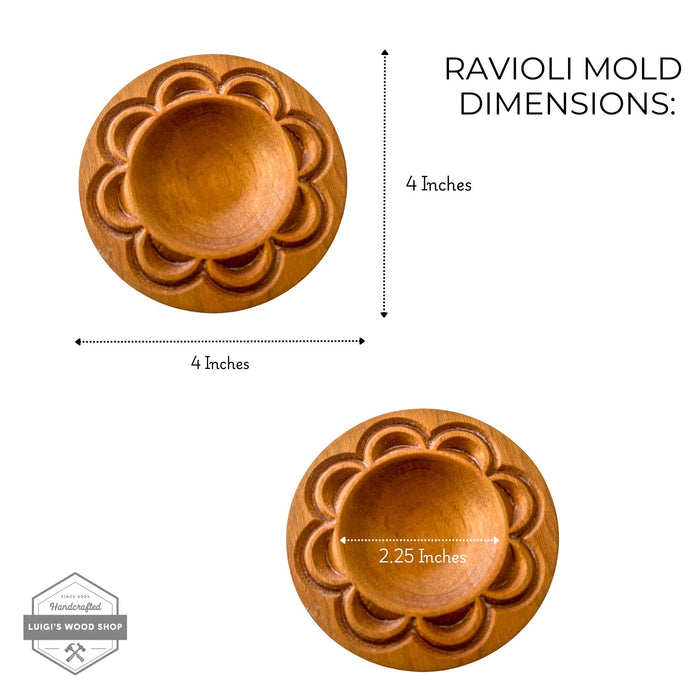 Solid Wood Artisan Ravioli Round Mold