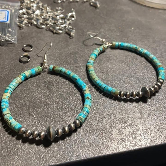 Sterling Silver Pearls Hoop Earrings