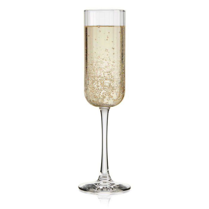 Paneled Champagne Flute Glasses, 7.5 ounce, Set of 4