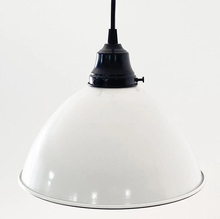 Large White Enamel Farmhouse Pendant Light