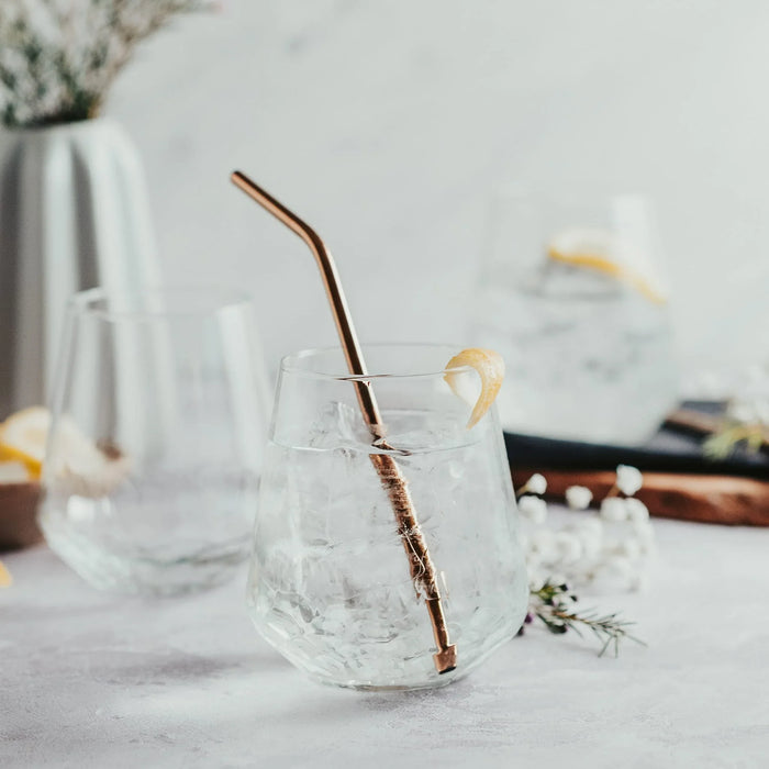 Hammered Base Stemless Wine Glass, 17.75 ounce, Set of 8