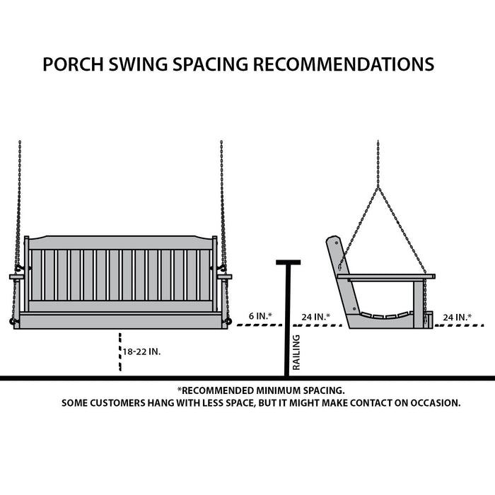 Keystone Amish Co. 4 Foot Franklin Poly Composite Porch Swing, Turf Green