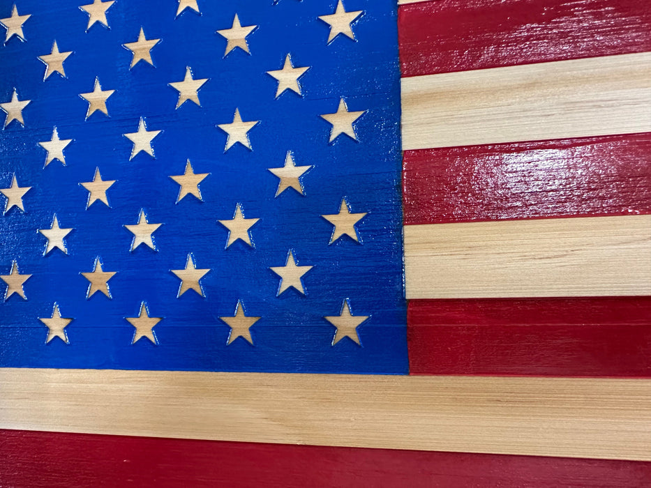 American Flag Wall-Mounted Gun Cabinet (Red & Blue)