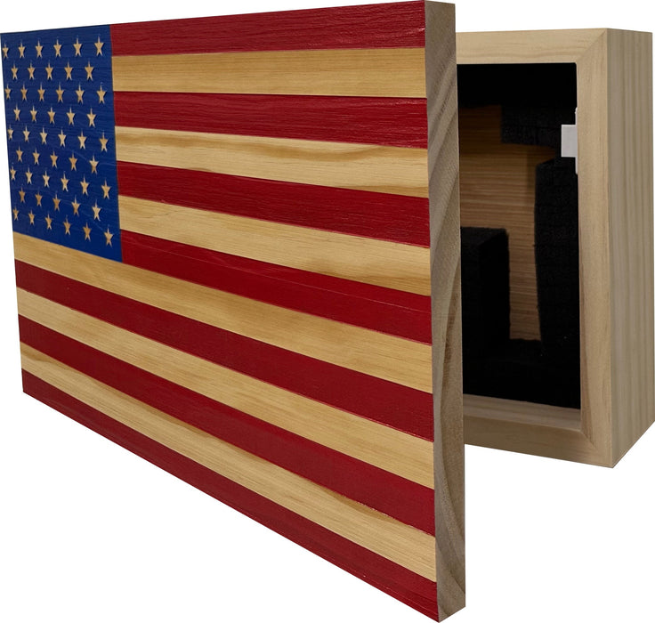American Flag Wall-Mounted Gun Cabinet (Red & Blue)