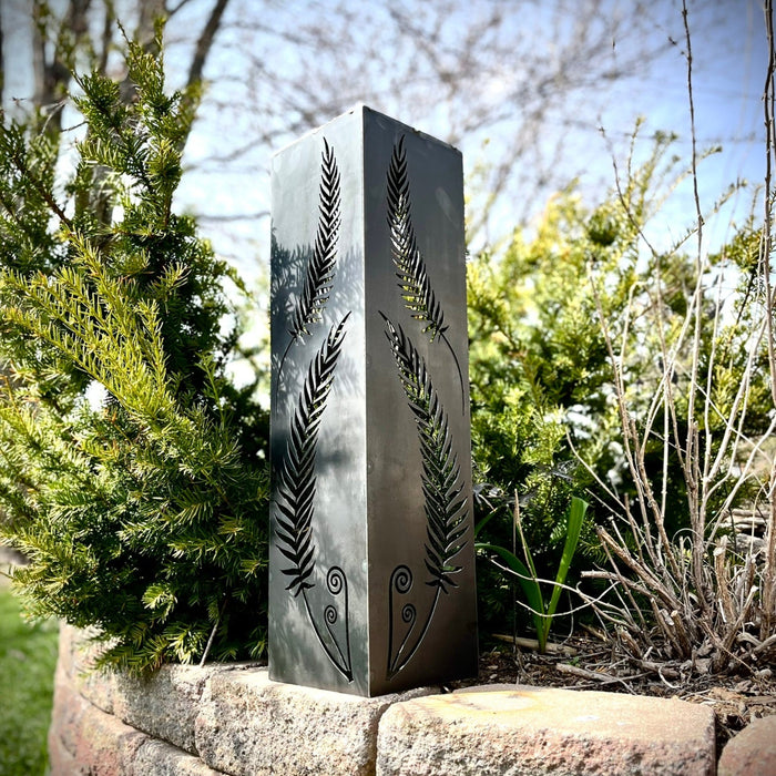 Rustic Metal Fern Luminary | Garden Column