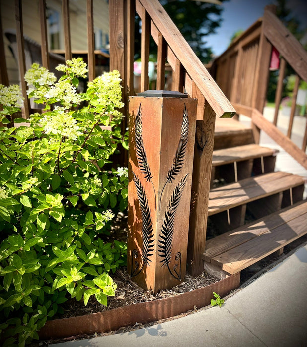 Rustic Metal Fern Luminary | Garden Column