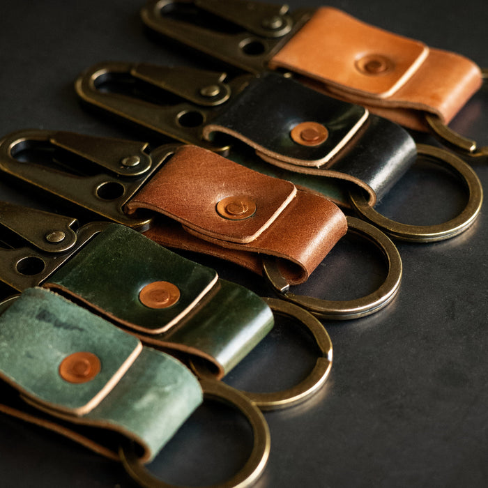 Key Clip - Reverse Black Horween Shell Cordovan