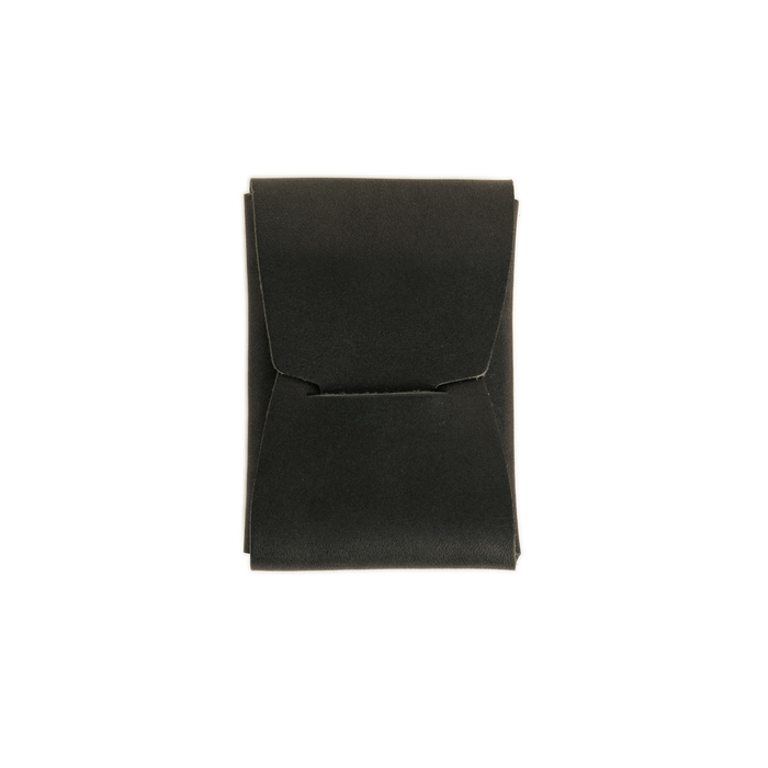 Black leather pouch on a white background