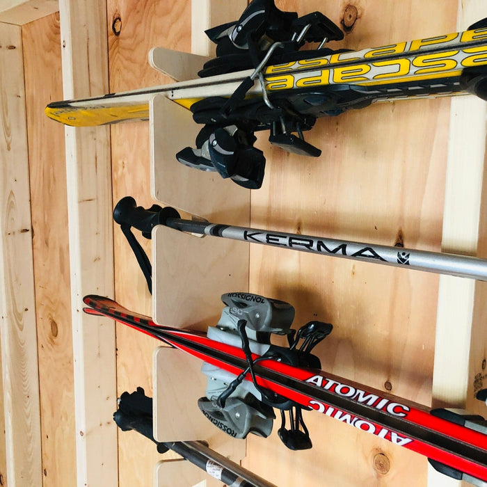 Snow/Water Ski Organizer, Shed organization, garden shed, yard tools, ski rack