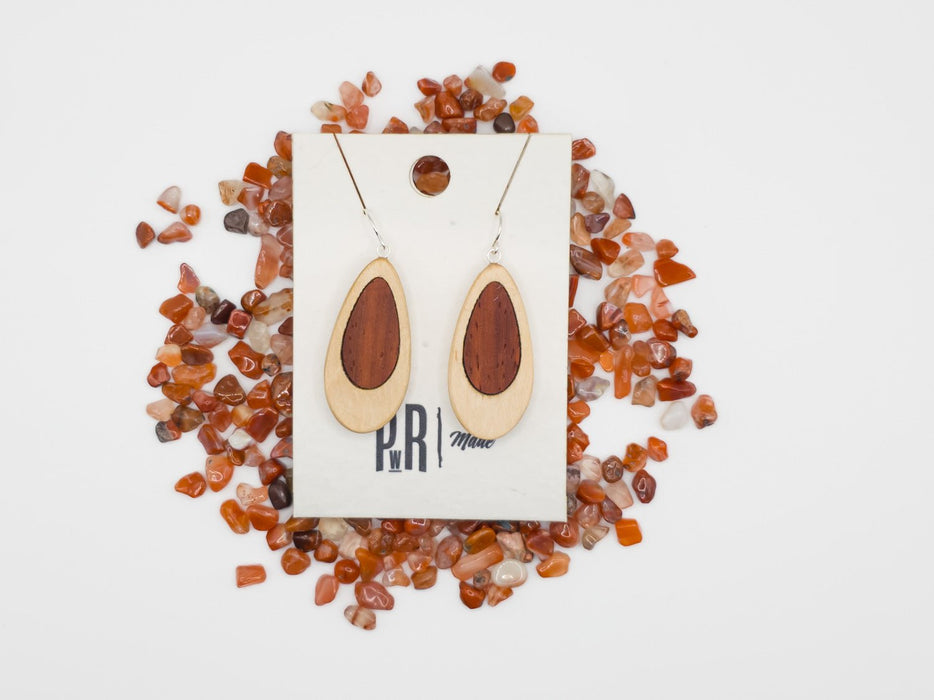 Sunset Teardrop Wooden Earrings