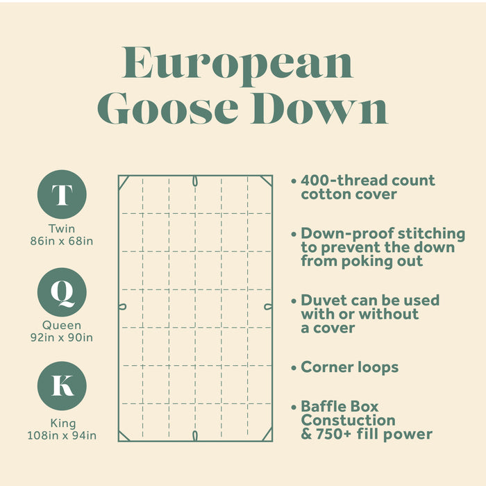 RoyalRest Comforter 750+ Fill Power European Goose Down