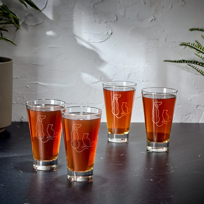 Pets BFF's Tumbler Drinking Glasses, 14 ounce, Set of 4