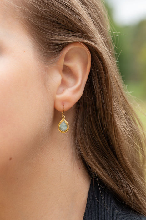 Favorites Aquamarine Teardrop Simple Earrings