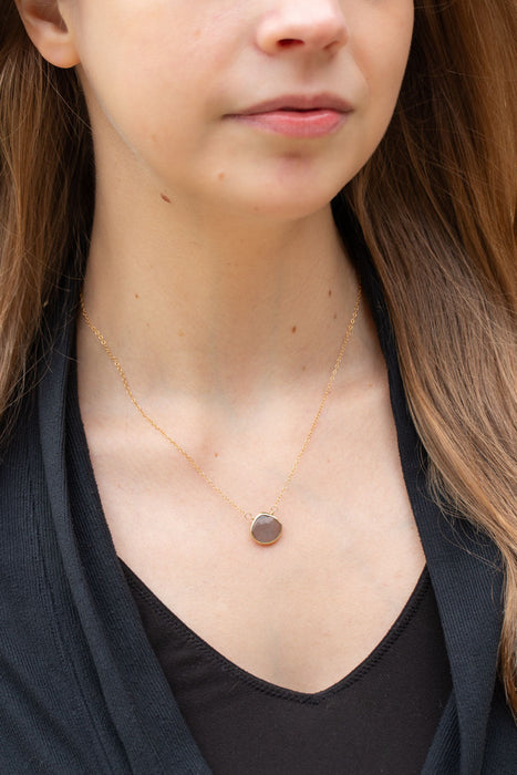 Favorites 16-18" Grey Moonstone Bezel Simple Necklace