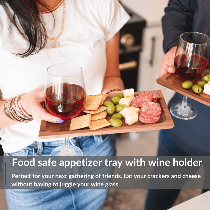 Charcuterie and Appetizer Tray with Wine Holder - 4 Pack