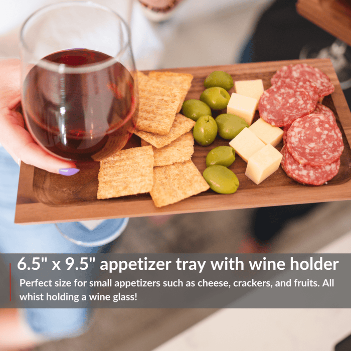Charcuterie and Appetizer Tray with Wine Holder - 4 Pack