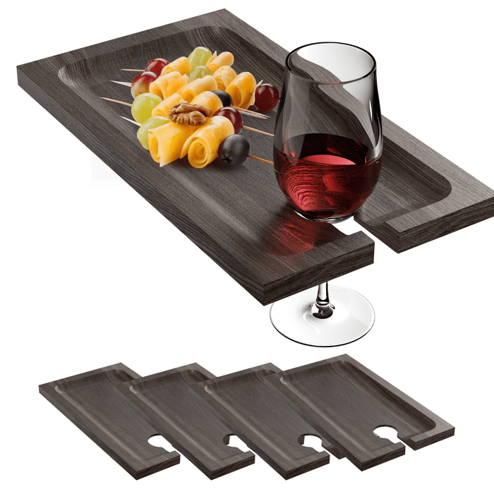 Charcuterie and Appetizer Tray with Wine Holder - 4 Pack
