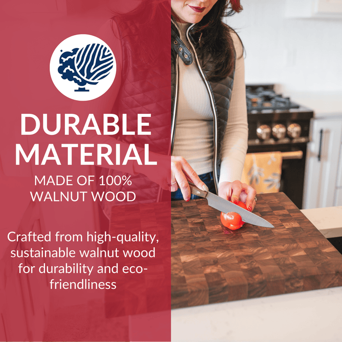 Extra Large Walnut Wood End Grain Butcher Block Cutting Board with Juice Groove