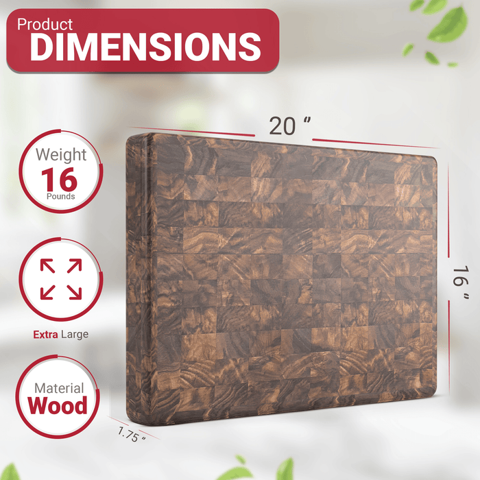 Extra Large Walnut Wood End Grain Butcher Block Cutting Board with Juice Groove