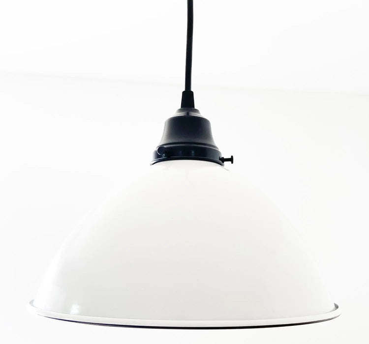 Large White Enamel Farmhouse Pendant Light
