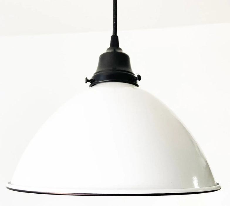 Large White Enamel Farmhouse Pendant Light