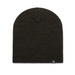 Black knit beanie on a white background