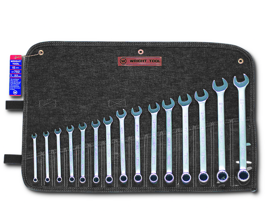Set of wrenches in a Wright Tool case on a white background