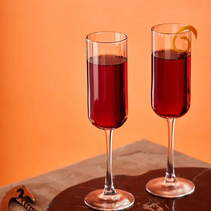 Paneled Champagne Flute Glasses, 7.5 ounce, Set of 4