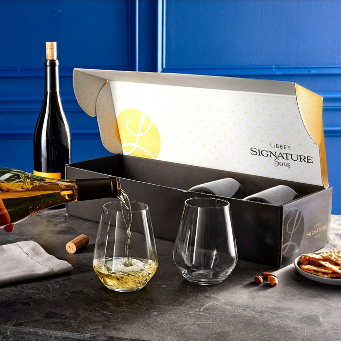 Greenwich Stemless Wine Gift Set of 4, 18 ounce