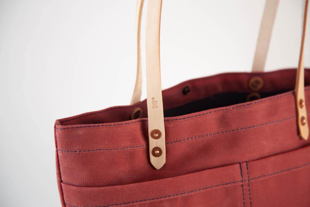 The New Craft Tote in Waxed Canvas and Leather - Nautical Red