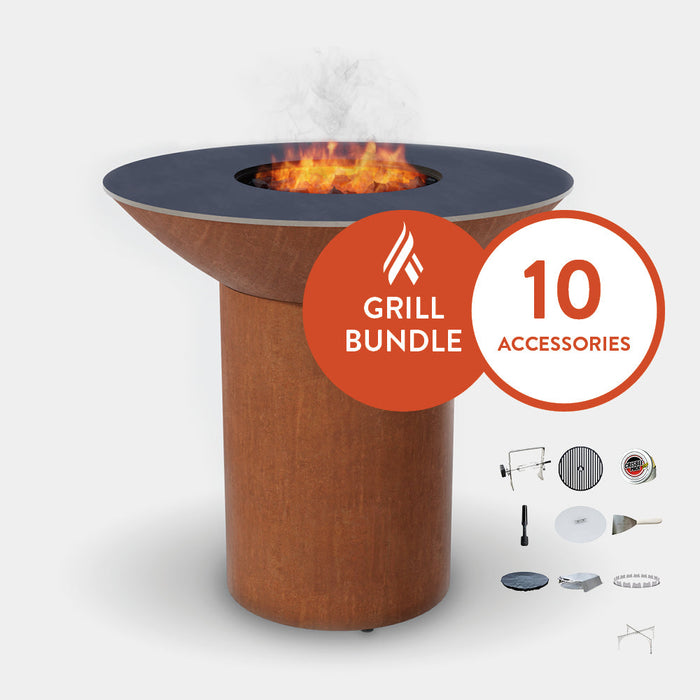 Arteflame Classic 40" Grill with a High Round Base Home Chef Max Bundle With 10 Grilling Accessories.