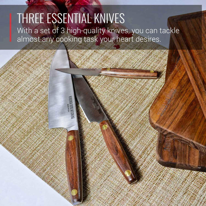 3 Piece Stainless Steel Chef Knife Set Made in USA