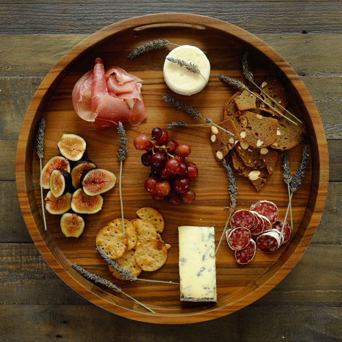 Round Walnut Wood Serving Tray