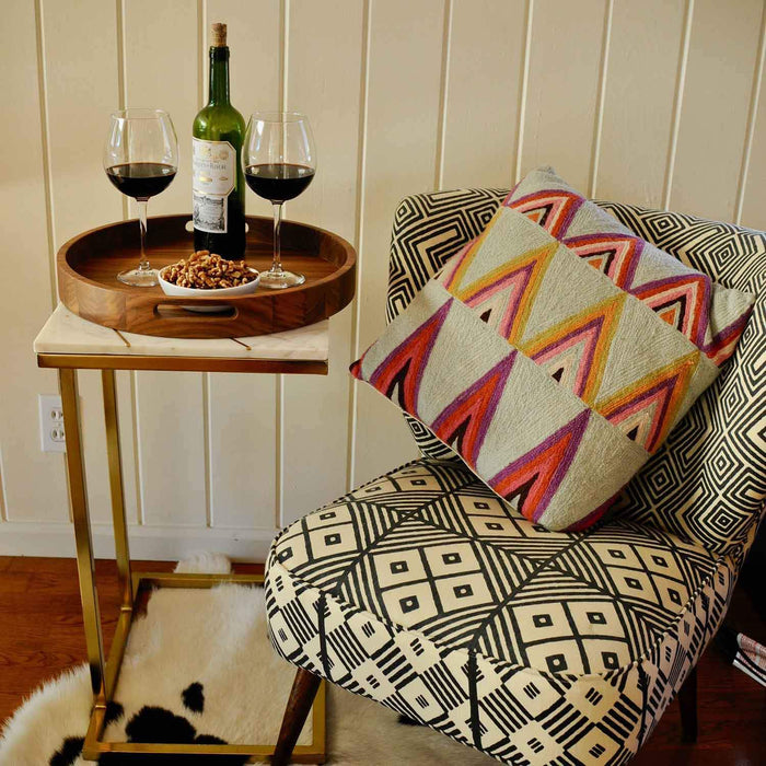 Round Walnut Wood Serving Tray